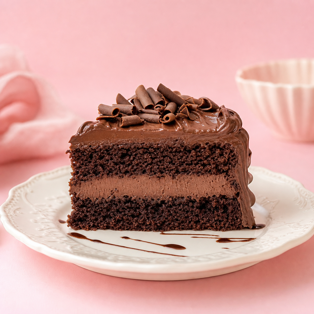 Fatia de bolo de chocolate