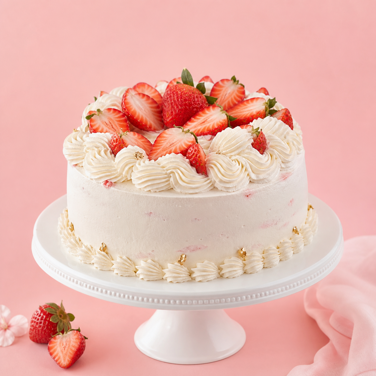 Bolo de morango com chantilly